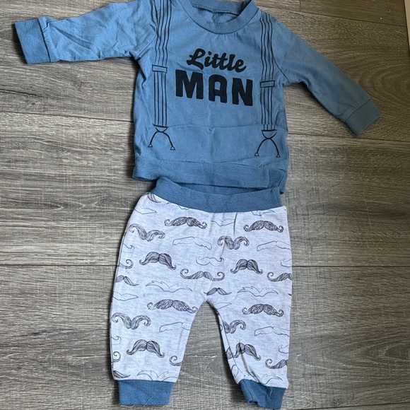 Little Man Blue and Gray Kids Pajama Set - Picture 1 of 6